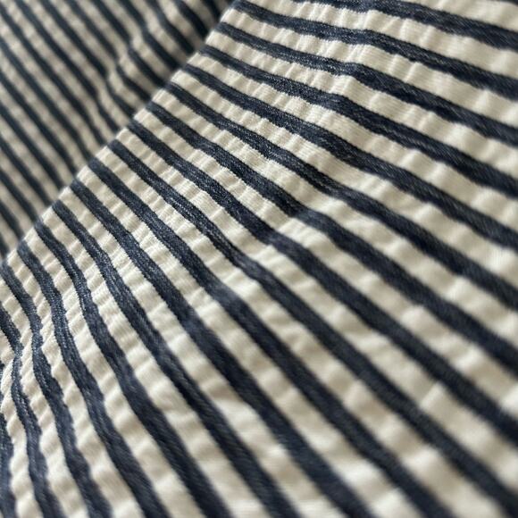 Zara Womens Pants White Black Striped Ribbed Seersucker Feel Ankle Stretch XS - Picture 5 of 13